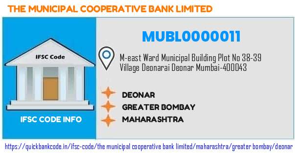MUBL0000011 Municipal Co-operative Bank. DEONAR