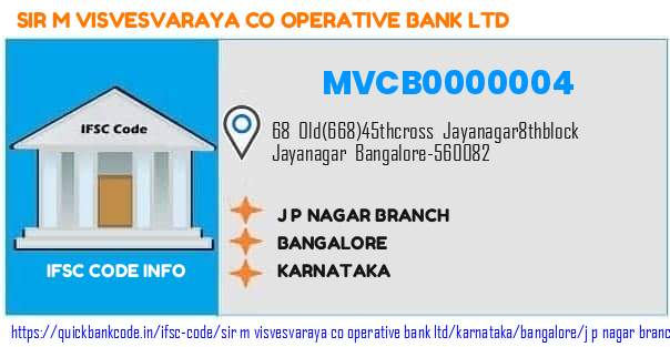 Sir M Visvesvaraya Co Operative Bank J P Nagar Branch MVCB0000004 IFSC Code