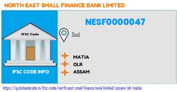 North East Small Finance Bank Matia NESF0000047 IFSC Code