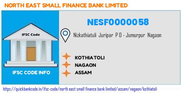 North East Small Finance Bank Kothiatoli NESF0000058 IFSC Code