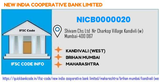 NICB0000020 New India Co-operative Bank. KANDIVALI (WEST)