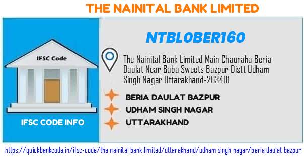 The Nainital Bank Beria Daulat Bazpur NTBL0BER160 IFSC Code