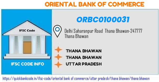 Oriental Bank of Commerce Thana Bhawan ORBC0100031 IFSC Code