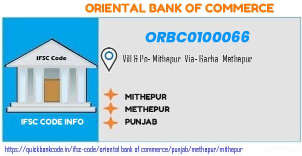Oriental Bank of Commerce Mithepur ORBC0100066 IFSC Code