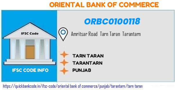 Oriental Bank of Commerce Tarn Taran ORBC0100118 IFSC Code