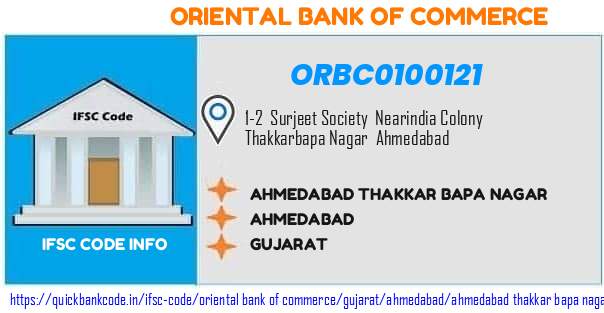 Oriental Bank of Commerce Ahmedabad Thakkar Bapa Nagar ORBC0100121 IFSC Code