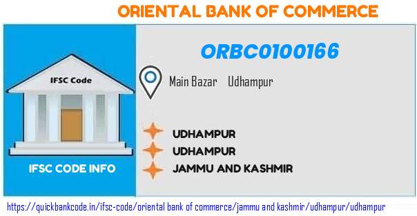 Oriental Bank of Commerce Udhampur ORBC0100166 IFSC Code
