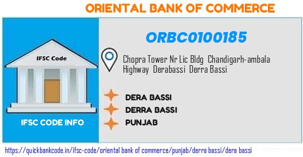 Oriental Bank of Commerce Dera Bassi ORBC0100185 IFSC Code