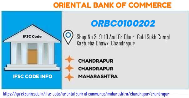 Oriental Bank of Commerce Chandrapur ORBC0100202 IFSC Code