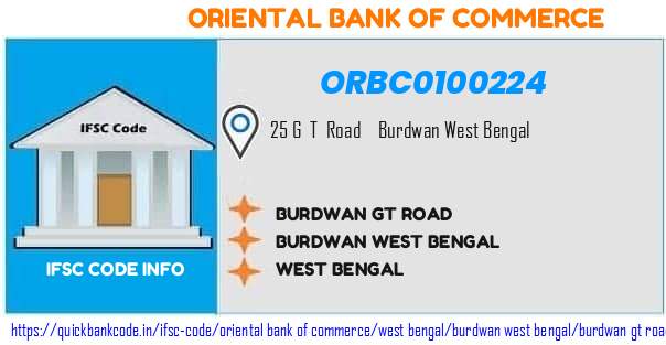 Oriental Bank of Commerce Burdwan Gt Road ORBC0100224 IFSC Code