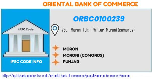 Oriental Bank of Commerce Moron ORBC0100239 IFSC Code