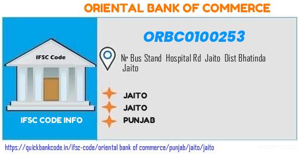 Oriental Bank of Commerce Jaito ORBC0100253 IFSC Code