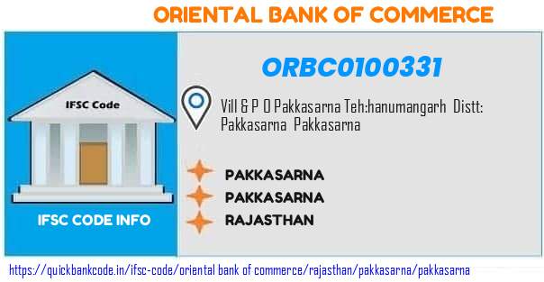 Oriental Bank of Commerce Pakkasarna ORBC0100331 IFSC Code