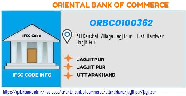 Oriental Bank of Commerce Jagjitpur ORBC0100362 IFSC Code