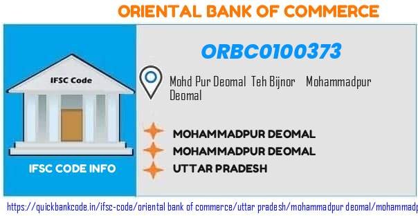 Oriental Bank of Commerce Mohammadpur Deomal ORBC0100373 IFSC Code