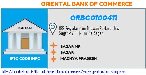 Oriental Bank of Commerce Sagar Mp ORBC0100411 IFSC Code