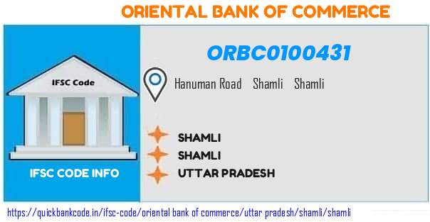 Oriental Bank of Commerce Shamli ORBC0100431 IFSC Code