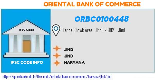 Oriental Bank of Commerce Jind ORBC0100448 IFSC Code