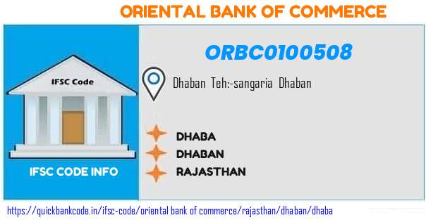 Oriental Bank of Commerce Dhaba ORBC0100508 IFSC Code