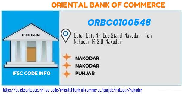 Oriental Bank of Commerce Nakodar ORBC0100548 IFSC Code