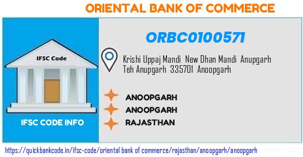 Oriental Bank of Commerce Anoopgarh ORBC0100571 IFSC Code