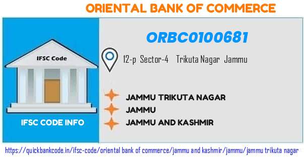 Oriental Bank of Commerce Jammu Trikuta Nagar ORBC0100681 IFSC Code