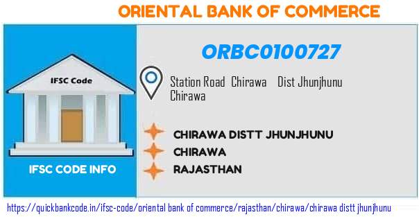 Oriental Bank of Commerce Chirawa Distt Jhunjhunu ORBC0100727 IFSC Code