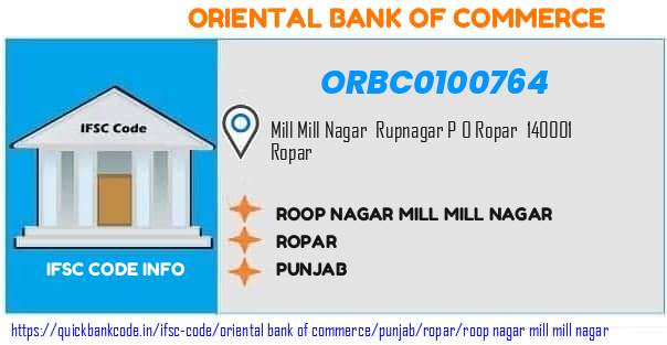 Oriental Bank of Commerce Roop Nagar Mill Mill Nagar ORBC0100764 IFSC Code
