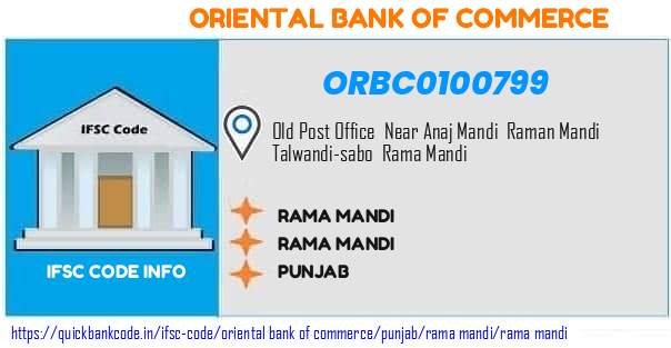 Oriental Bank of Commerce Rama Mandi ORBC0100799 IFSC Code
