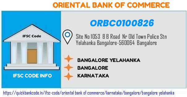 Oriental Bank of Commerce Bangalore Yelahanka ORBC0100826 IFSC Code