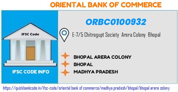 Oriental Bank of Commerce Bhopal Arera Colony ORBC0100932 IFSC Code