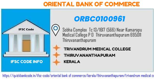 Oriental Bank of Commerce Trivandrum Medical College ORBC0100961 IFSC Code