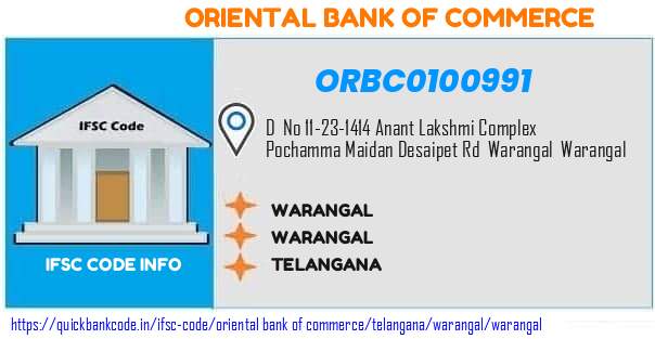 Oriental Bank of Commerce Warangal ORBC0100991 IFSC Code