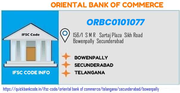 Oriental Bank of Commerce Bowenpally ORBC0101077 IFSC Code