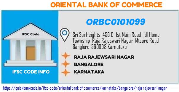 Oriental Bank of Commerce Raja Rajewsari Nagar ORBC0101099 IFSC Code