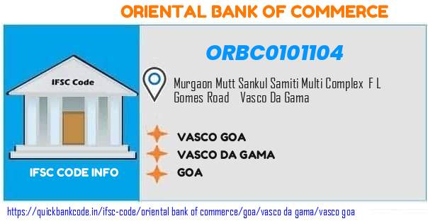 Oriental Bank of Commerce Vasco Goa ORBC0101104 IFSC Code