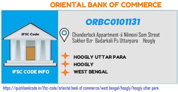 Oriental Bank of Commerce Hoogly Uttar Para ORBC0101131 IFSC Code