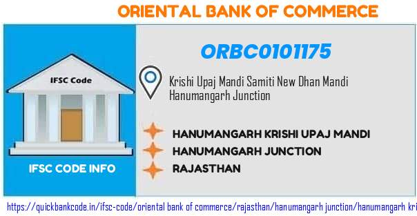 Oriental Bank of Commerce Hanumangarh Krishi Upaj Mandi ORBC0101175 IFSC Code