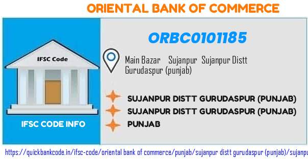 Oriental Bank of Commerce Sujanpur Distt Gurudaspur punjab ORBC0101185 IFSC Code