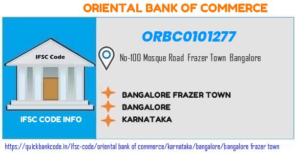 Oriental Bank of Commerce Bangalore Frazer Town ORBC0101277 IFSC Code