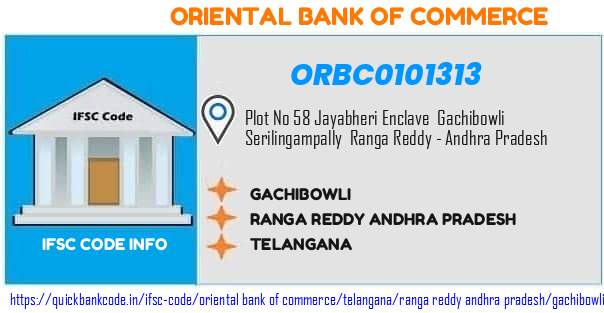 Oriental Bank of Commerce Gachibowli ORBC0101313 IFSC Code