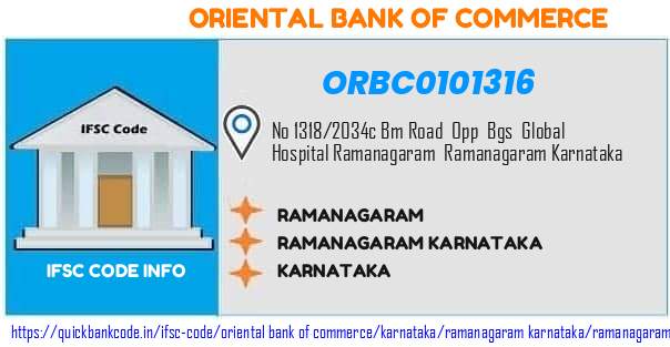 Oriental Bank of Commerce Ramanagaram ORBC0101316 IFSC Code