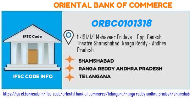 Oriental Bank of Commerce Shamshabad ORBC0101318 IFSC Code