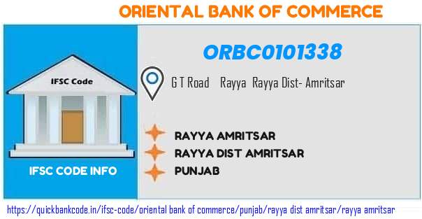 Oriental Bank of Commerce Rayya Amritsar ORBC0101338 IFSC Code