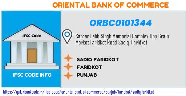 Oriental Bank of Commerce Sadiq Faridkot ORBC0101344 IFSC Code