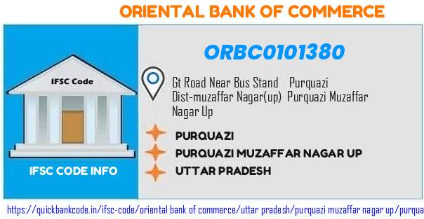 Oriental Bank of Commerce Purquazi ORBC0101380 IFSC Code
