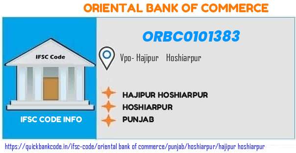 Oriental Bank of Commerce Hajipur Hoshiarpur ORBC0101383 IFSC Code
