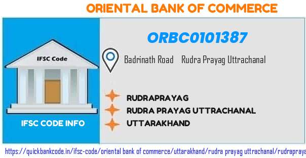 Oriental Bank of Commerce Rudraprayag ORBC0101387 IFSC Code