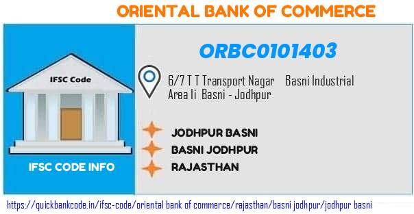Oriental Bank of Commerce Jodhpur Basni ORBC0101403 IFSC Code