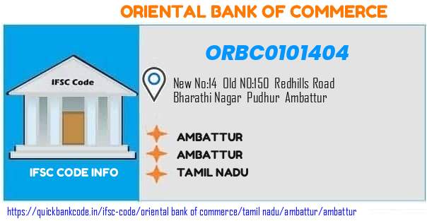 Oriental Bank of Commerce Ambattur ORBC0101404 IFSC Code